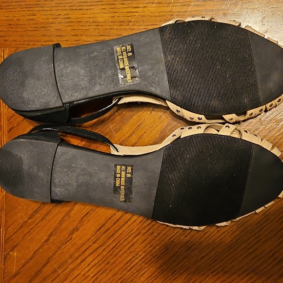 Cato Stappy Sandal w/ Cream Jewel Accents Black side buckle suede heel - Picture 4 of 5